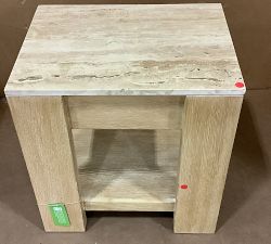 Open Box: Travertine Square Side Table (21") - Fog