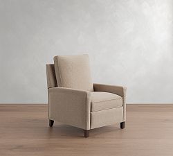 Open Box: Tyler Square Arm Tall Recliner without Nailheads (42") - Performance Brushed Basketweave Sand, Espresso
