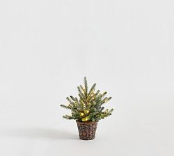 Open Box: Faux Lit Blue Spruce Tree, Small (18"H)