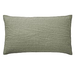 Open Box: Belgian Flax Linen Handcrafted Quilted Shams, King, Set of 2 - Loden