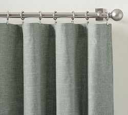 Open Box: Emery Linen Blackout Curtain, 50"W x 102"L - Mineral Blue
