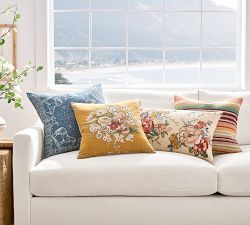 Carina Floral Embroidered Lumbar Pillow