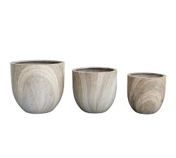 Eco Stone Oversized Travertine Planter, Set of 3
