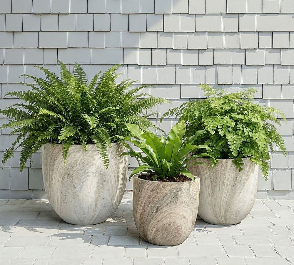 Eco Stone Oversized Travertine Planter, Set of 3 by Pottery Barn