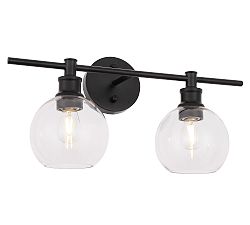 Open Box: Collem Double Sconce (19") - Black &amp; Clear Glass