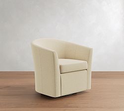 Open Box: Hyde Upholstered Swivel Armchair - Rustic Chenille Ivory