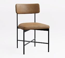 Open Box: Maison Leather Dining Side Chair - Legacy Taupe, Antique Bronze