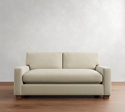 Open Box: PB Comfort Modern Square Arm Sofa (78"), 2X1, Down Blend Wrapped Cushions - Performance Boucle Oatmeal, Seadrift