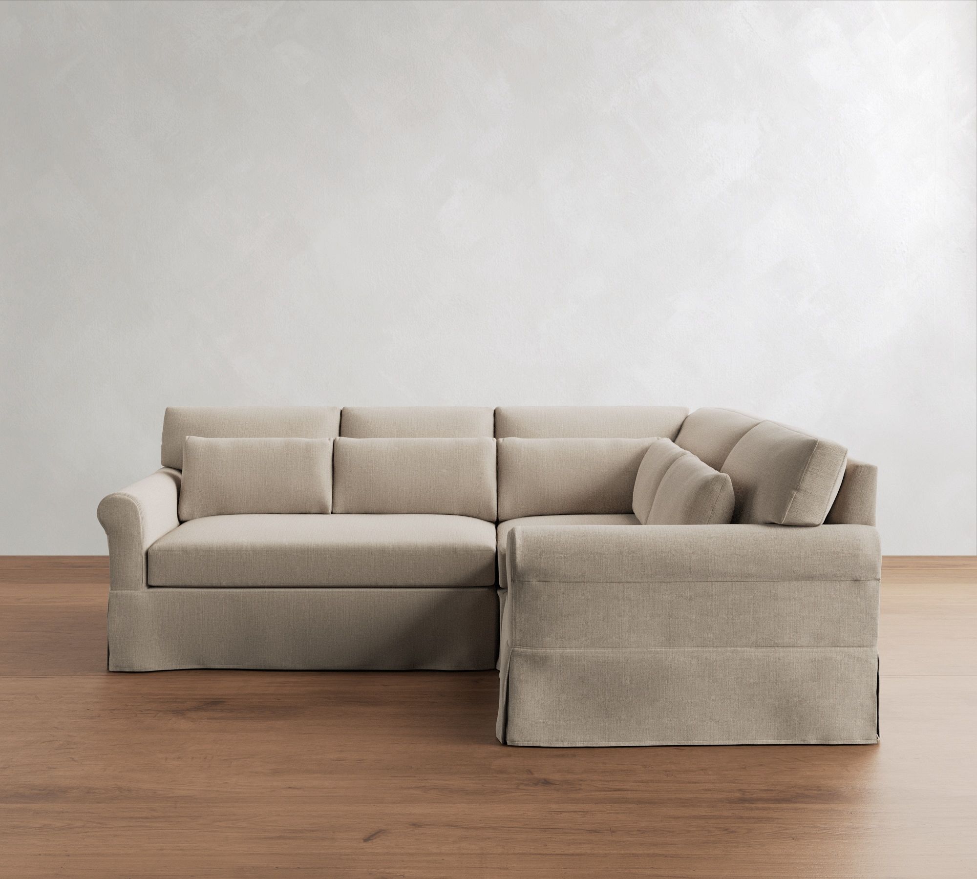 York Roll Arm Deep Seat Slipcovered 3-Piece Sectional (99")