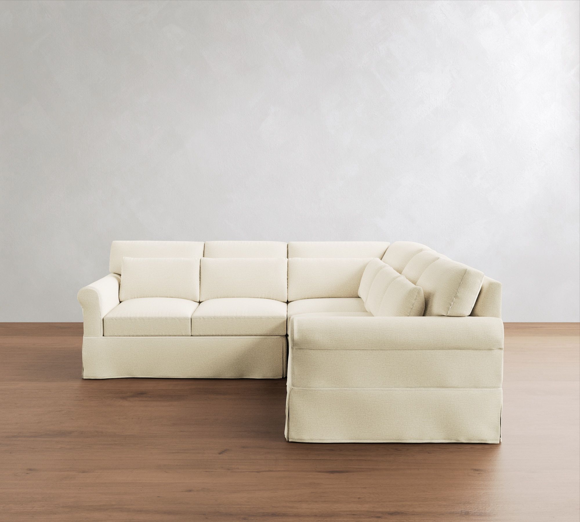 York Roll Arm Deep Seat Slipcovered 3-Piece L-Shaped Sectional (99")