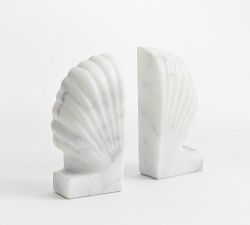 Marble Shell Bookends - Set of 2