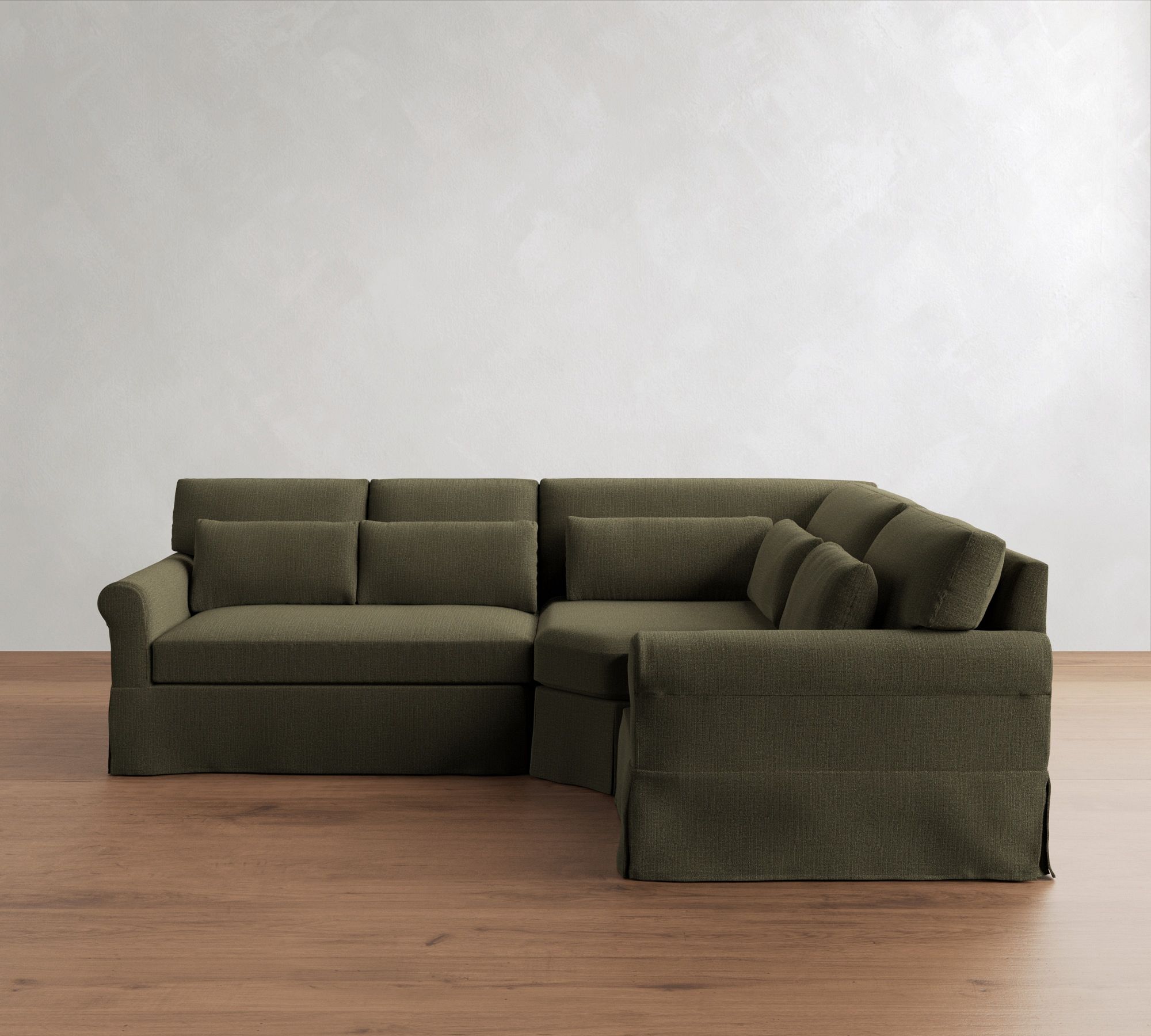 York Roll Arm Deep Seat Slipcovered 3-Piece Wedge Sectional (109")