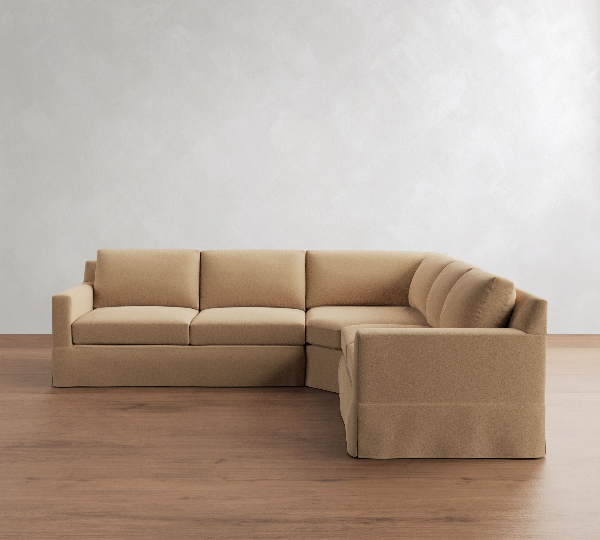 York Square Arm Slipcovered 3-Piece L-Shaped Wedge Sleeper Sectional (117")