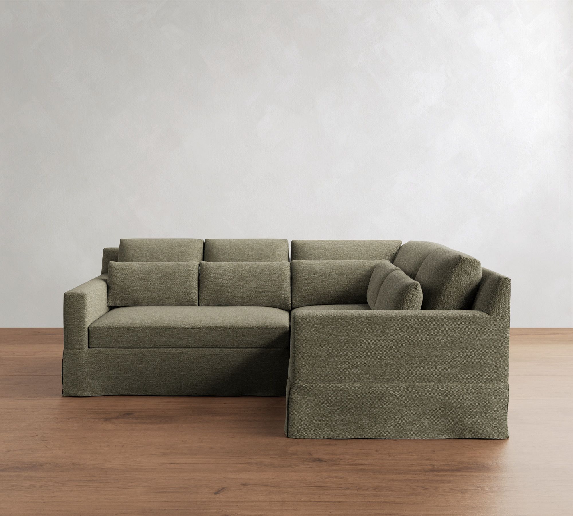 York Square Arm Deep Seat Slipcovered 3-Piece Sectional (98")