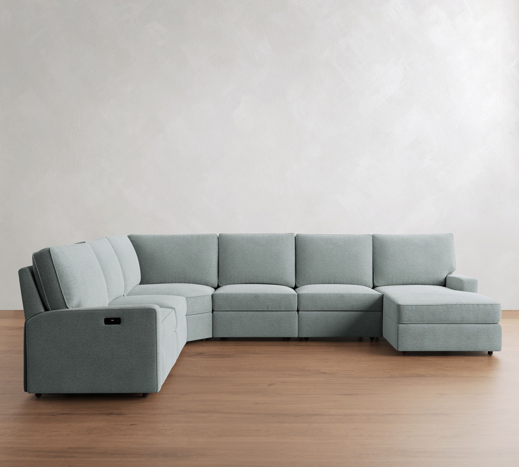 PB Comfort Square Arm Power Reclining L-Shaped Chaise Sectional (151"-165")