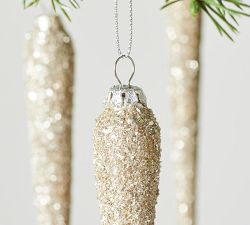 German Glitter Glass Icicle Ornaments - Set of 6