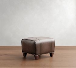 Manhattan Leather Ottoman with Nailheads