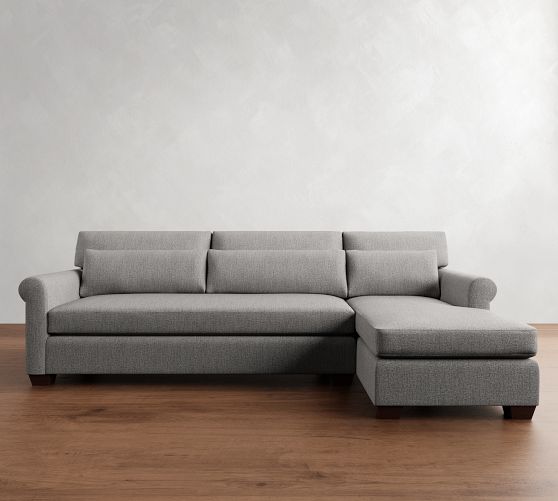 York Roll Arm Deep Seat Chaise Sectional (86"-117") by Pottery Barn