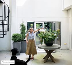 Abbott Concrete &amp; Acacia Round Outdoor Dining Table (48")