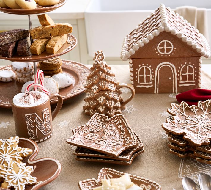 Gingerbread House Appetizer Plates - Set of 4 | Pottery Barn
