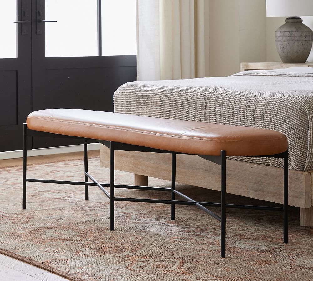 Maison Leather Backless Bench (64") by Pottery Barn