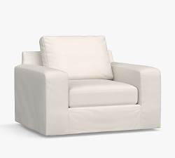 Big Sur Slipcovered Swivel Outdoor Lounge Chair