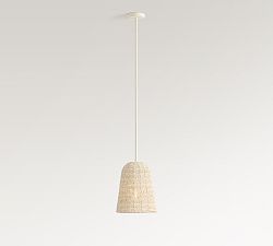 Montauk Wood Bead Bell Pendant (11")