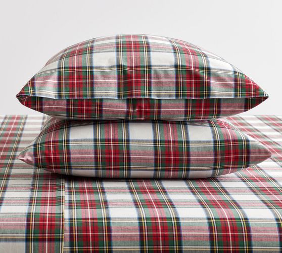 Stewart Plaid Organic Percale Pillowcases
