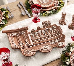 Gingerbread Train Stoneware Serving Platter