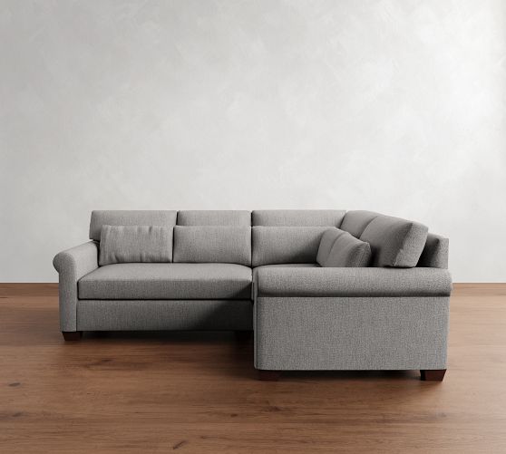 York Roll Arm Deep Seat 3-Piece Sectional (99") by Pottery Barn