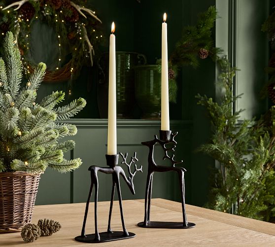 Bronze Sculpted Reindeer Candle Holder