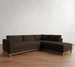 Jake Leather Brindle Wood Base Return Bumper Sectional (108"-112")