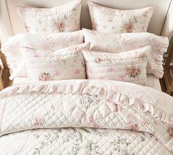 LoveShackFancy Floral Bow Patchwork Embroidered Quilted Sham