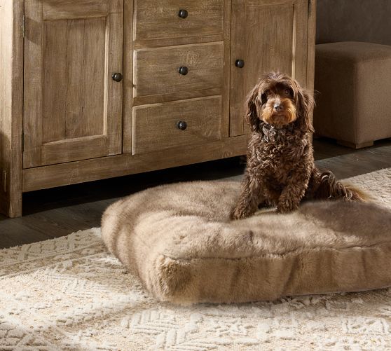 Mink Faux Fur Rectangle Pet Bed | Pottery Barn