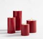 Premium Flickering Flameless Wax Pillar Candles - Red