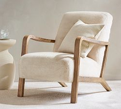 Open Box: Atwood Upholstered Armchair - Faux Tipped Fur Ivory