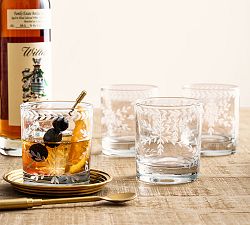 Etched Glass Snowflake Cocktail Glasses - Set of 4