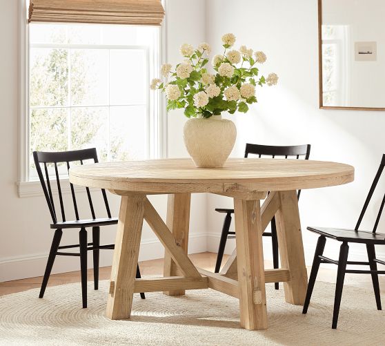 Farmhouse Trestle Round Dining Table (60") by Pottery Barn