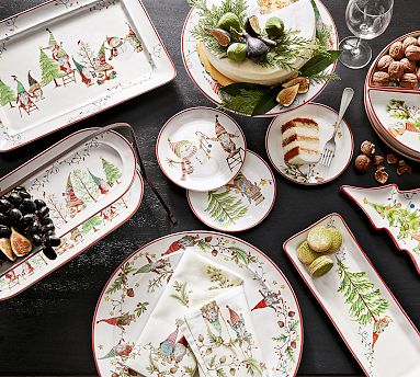 海外 米 ユニコーン 飾り皿 セット FANTASYLAND ダンバリーミント社 Forest Gnome Stoneware Dinnerware Collection | Pottery Barn