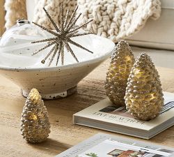 Lit Handcrafted Rustic Pinecones - Set of 2