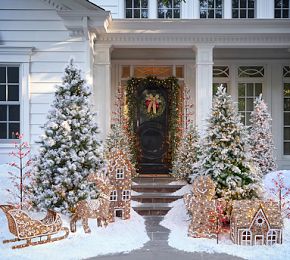 Lit Rattan Gingerbread Houses - Festive Decor | Pottery Barn