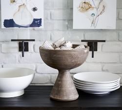 Raven Handcrafted Wooden Decorative Footed Bowl