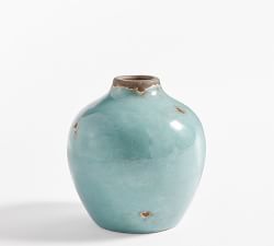 Spiro Handcrafted Terracotta Bud Vase - Teal