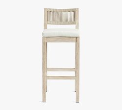 Indio Coastal Mahogany &amp; Rope Outdoor Barstool
