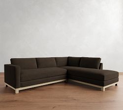 Jake Leather Seadrift Wood Base Return Bumper Sectional (108"-112")