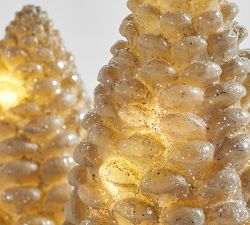 Lit Handcrafted Rustic Pinecones - Set of 2