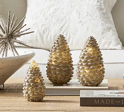 Lit Handcrafted Rustic Pinecones - Set of 2