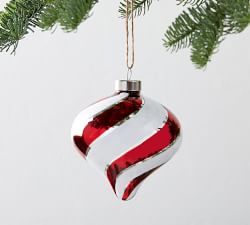 Mercury Glass Candy Cane Striped Ornaments Set Of 3