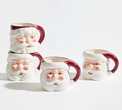 Open Box: Santa Claus Ceramic Mugs, Set of 4