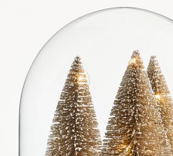 Lit Glitter Tree Cloche